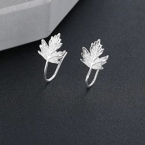 New Sterling Silver 925 maple leaf clip on earrings set